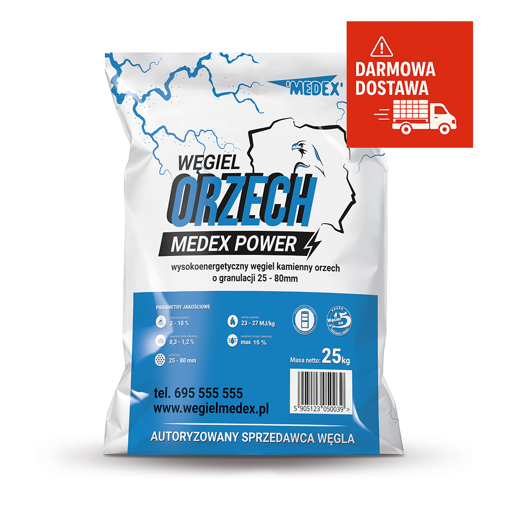 Węgiel workowany orzech 25kg DARMOWA DOSTAWA