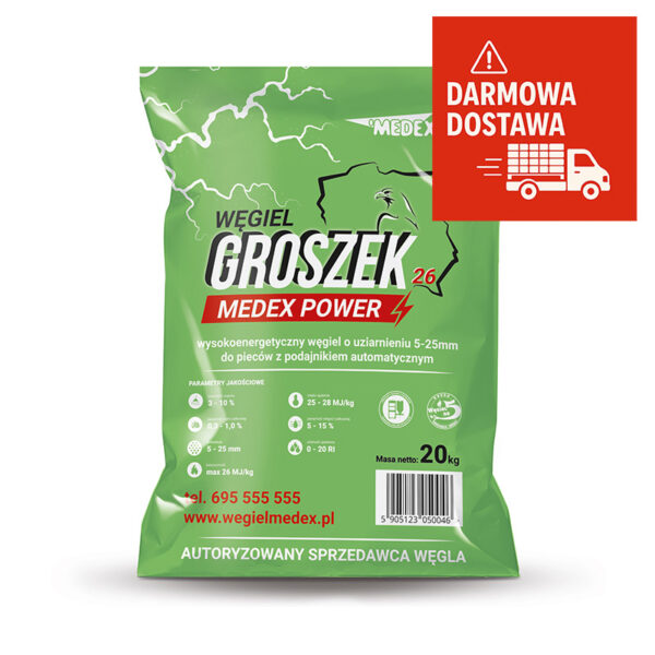 Węgiel groszek 25kg Medex Power 26 Darmowa dostawa